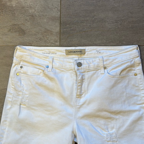 Liverpool Women's White Distressed Denim Shorts - Picture 2 of 5
